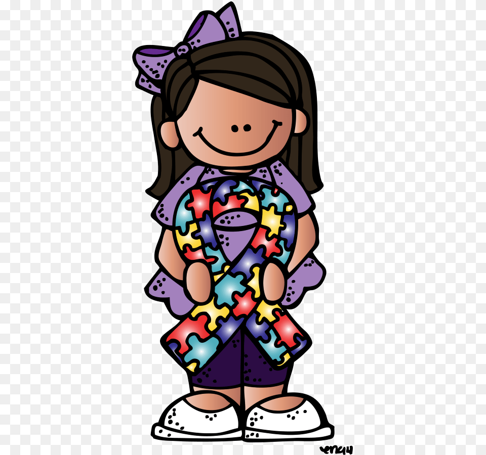 Girl Autism Ribbon Girl With Autism Clipart, Baby, Person, Face, Head Png Image