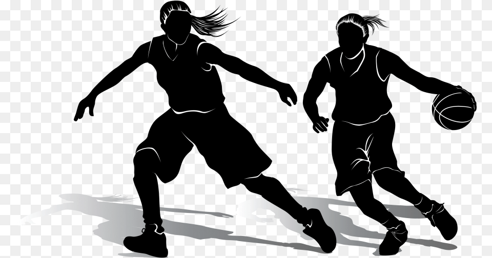 Girl Basketball Player Silhouette Girl Basketball Player Silhouette, Adult, Male, Man, Person Png Image