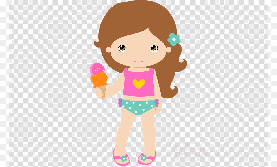 Girl Beach Clipart Beach Clip Art Pool Party Girl, Cream, Dessert, Food, Ice Cream Free Png