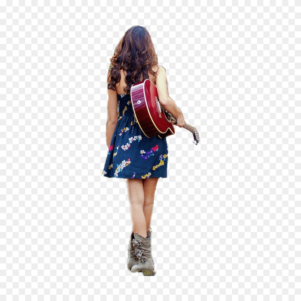 Girl Behind Walking Gitar Outside, Child, Person, Performer, Solo Performance Png Image