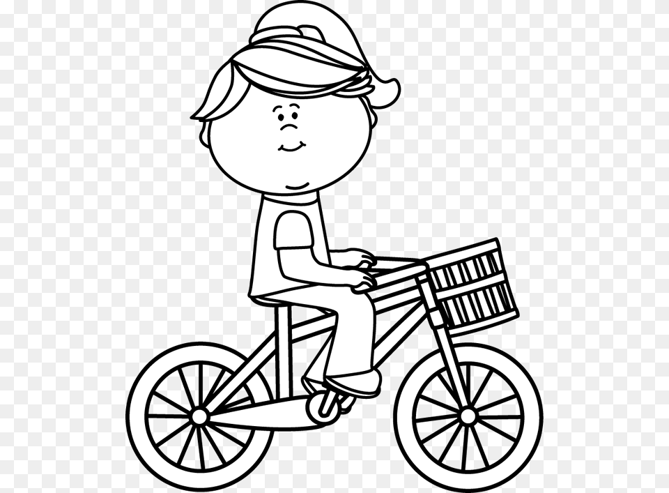 Girl Biking Clipart Black And White, Wheel, Machine, Baby, Person Free Transparent Png
