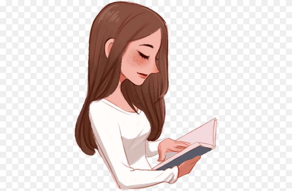 Girl Book Female Reading Knowledge Portrait Smile Girl Reading A Book, Person, Adult, Woman, Face Free Png