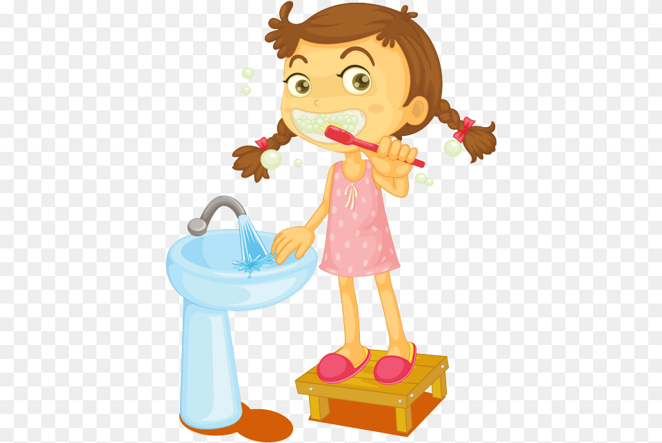 Girl Brushing Teeth Clipart, Cleaning, Person, Baby, Face Png Image