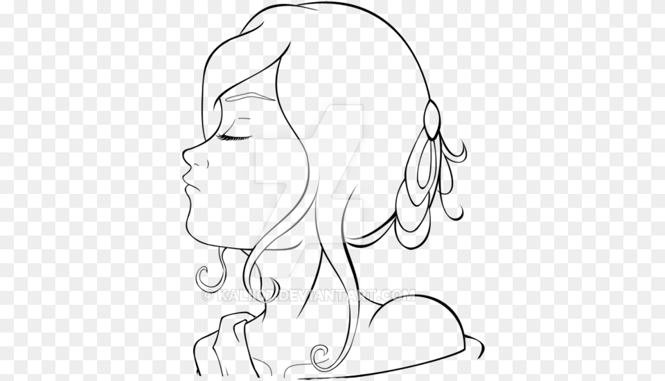 Girl Butterfly Profile Lines By Kalii07 Hair Drawing Girl Line Art, Logo, Symbol, Text, Number Free Png Download