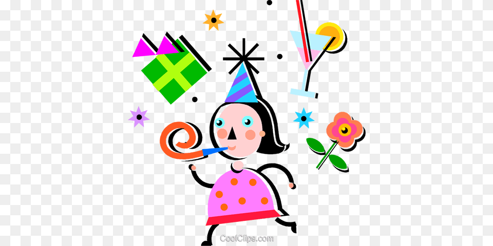 Girl Celebrating A Birthday Royalty Free Vector Clip Art, Clothing, Hat, Face, Head Png