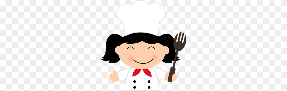 Girl Chef With Fork Cook Book Divider Photos Clip, Cutlery, Spoon, Baby, Person Png