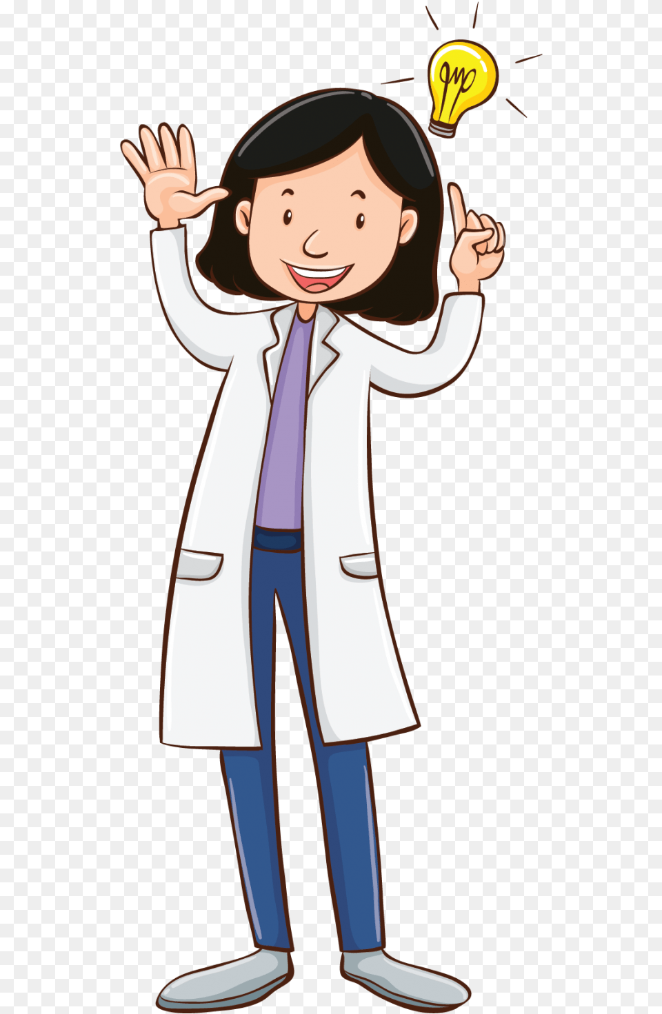 Girl Chemist Chemist Student Cartoon, Clothing, Coat, Lab Coat, Child Png Image