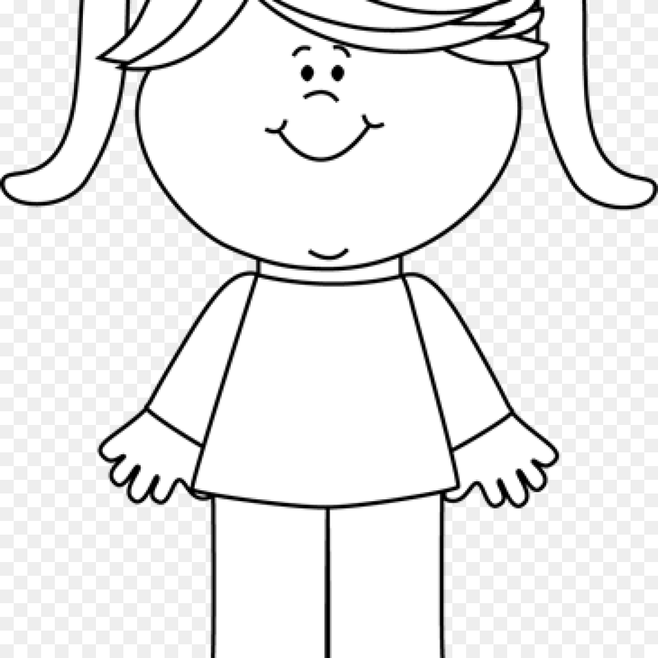 Girl Clipart Black And White Black And White Happy Clip Art, Baby, Person, Face, Head Png Image