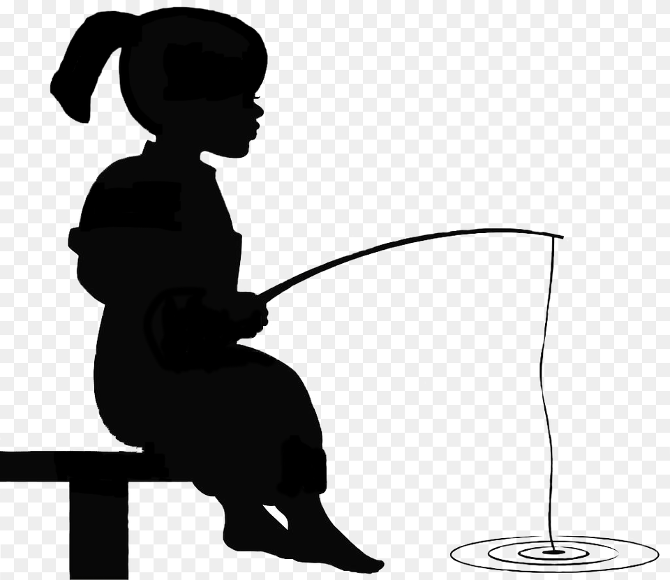 Girl Clipart Fishing, Silhouette, Angler, Person, Outdoors Free Transparent Png