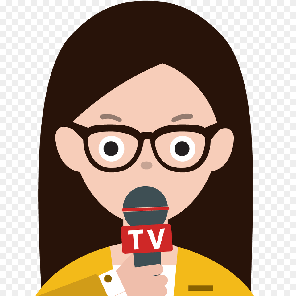 Girl Clipart Journalist, Accessories, Electrical Device, Glasses, Microphone Free Png