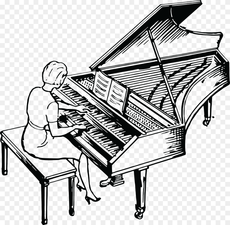 Girl Clipart Piano, Grand Piano, Keyboard, Musical Instrument, Leisure Activities Png Image