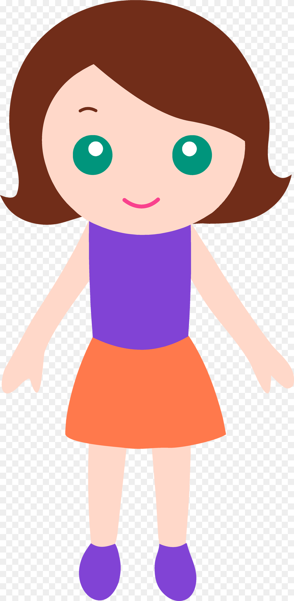 Girl Clipart Transparent Girl With Brown Hair And Blue Eyes Clipart, Baby, Person, Doll, Toy Free Png