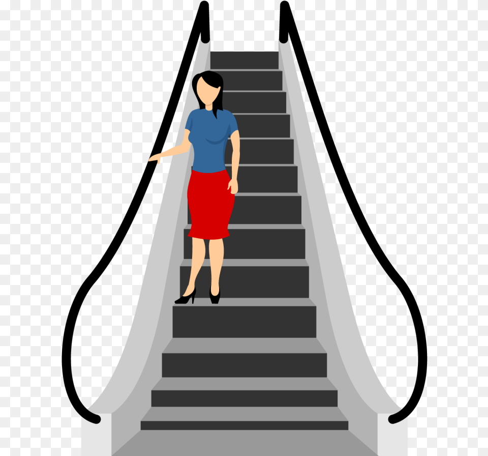 Girl Coming Down Through Escalator Escalator, House, Architecture, Building, Clothing Png