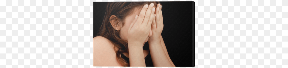 Girl Crying And Hiding Her Face Canvas Print Pixers Crying, Adult, Female, Person, Woman Free Transparent Png