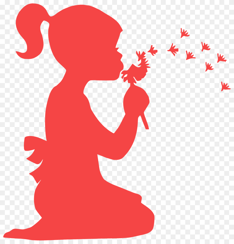 Girl Dispersing Dandelions Silhouette, Baby, Person Free Png