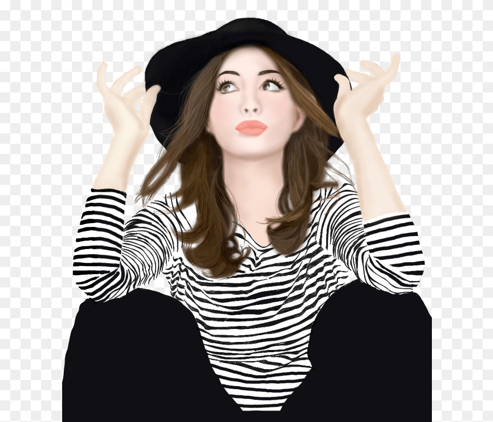 Girl Draw Mydrawing Annehathaway Hat Blackhat Photo Shoot, Adult, Sleeve, Portrait, Photography Png Image