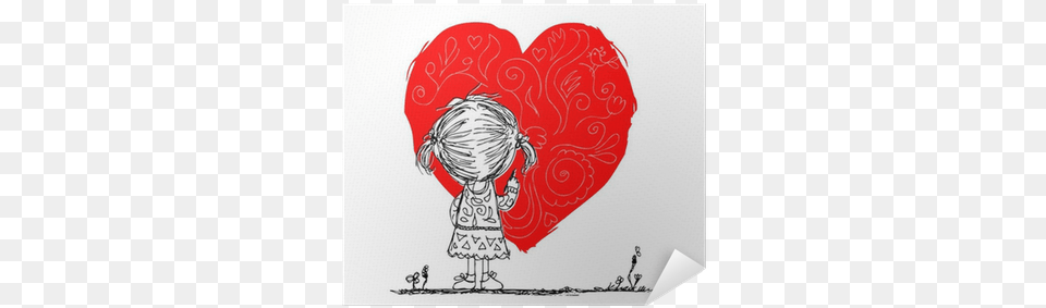 Girl Draws Red Heart Valentine Card Sketch For Your Blank Journals For Teens 85 X 11 120 Unlined Blank, Art, Dynamite, Weapon Free Png Download