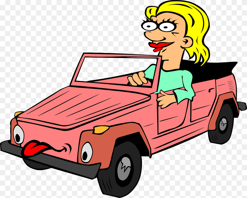 Girl Driving Cartoon Clip Car Cartoon, Vehicle, Truck, Transportation, Pickup Truck Free Png Download