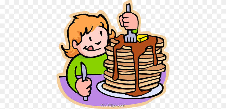 Girl Eating Pancakes Royalty Vector Clip Art Illustration, Bread, Food, Face, Head Free Png Download