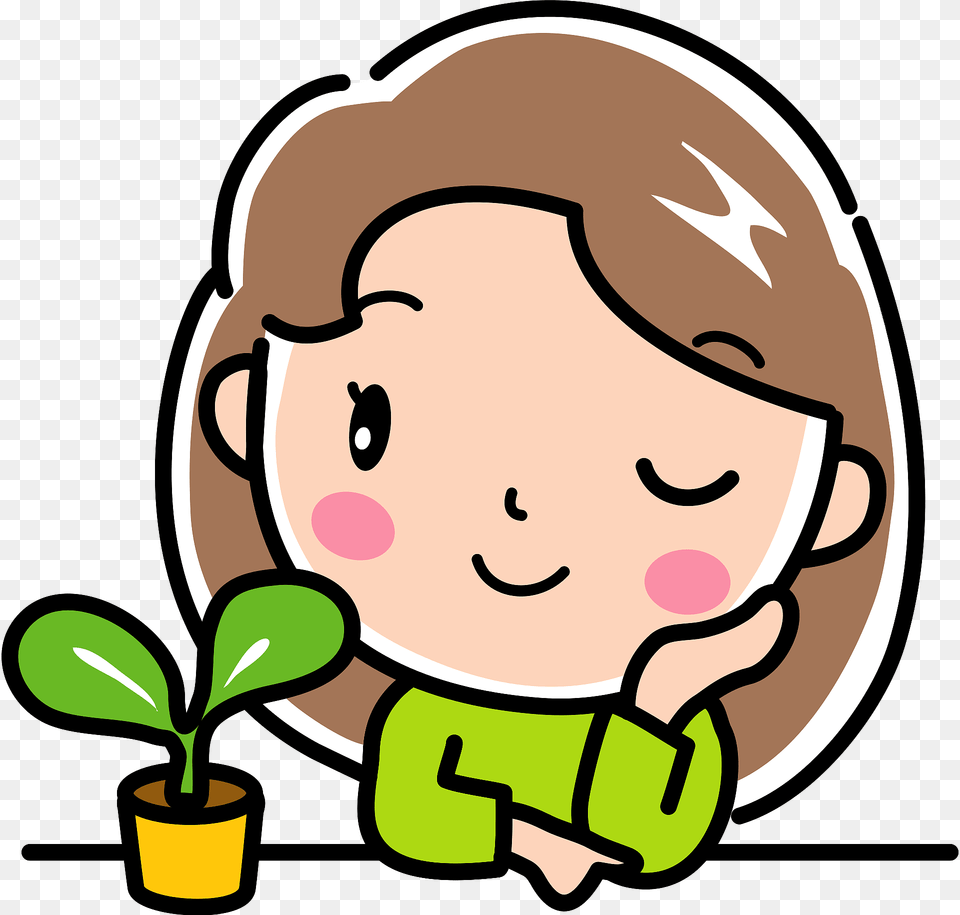 Girl Ecology Plant Clipart, Potted Plant, Head, Person, Face Free Png Download