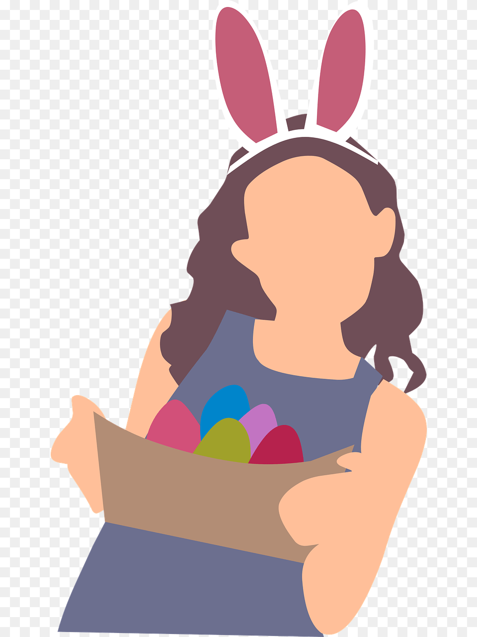 Girl Egg Basket Photo Easter Bunny Girl Transparent, Baby, Person, Face, Head Free Png Download