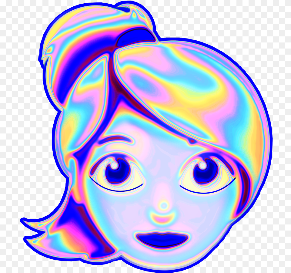 Girl Emoji Ponytail Holographic Freetoedit, Purple, Lighting, Light, Art Png Image