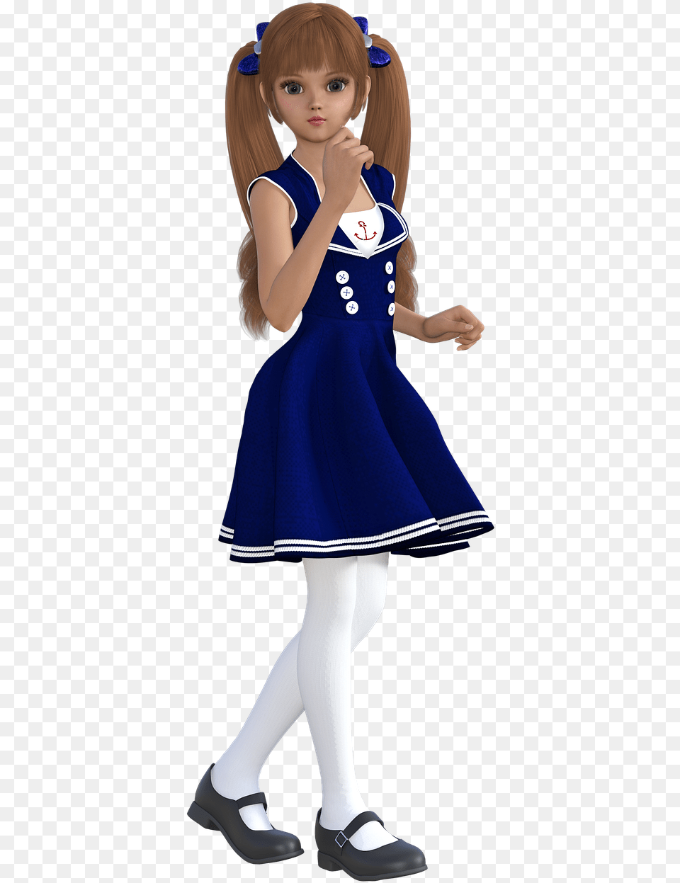 Girl Female 3d Model 3d Anime Girl, Child, Clothing, Person, Dress Free Transparent Png