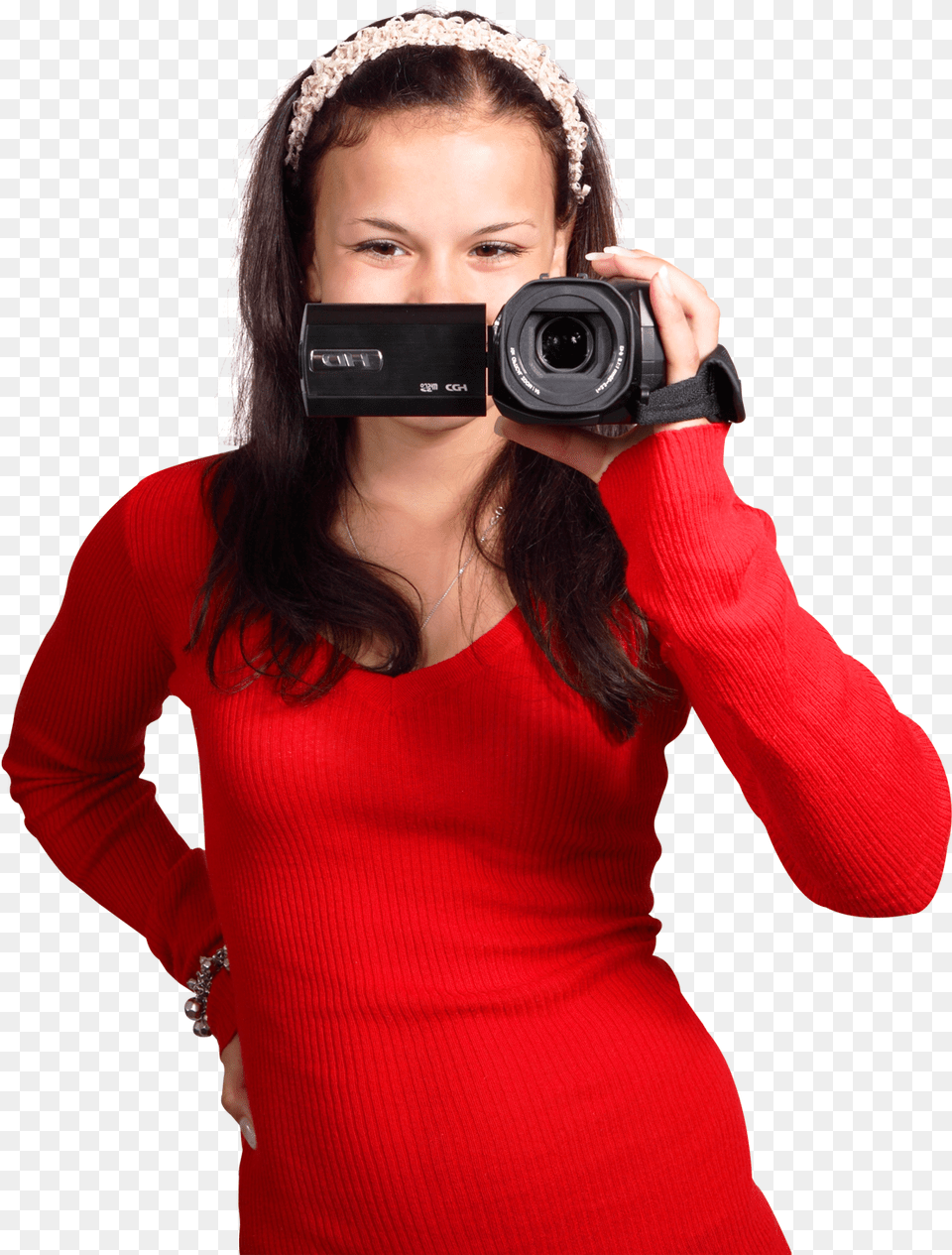 Girl Filming With Digital Camcorder Image Video Camera With Girls, Adult, Photography, Person, Woman Free Png Download