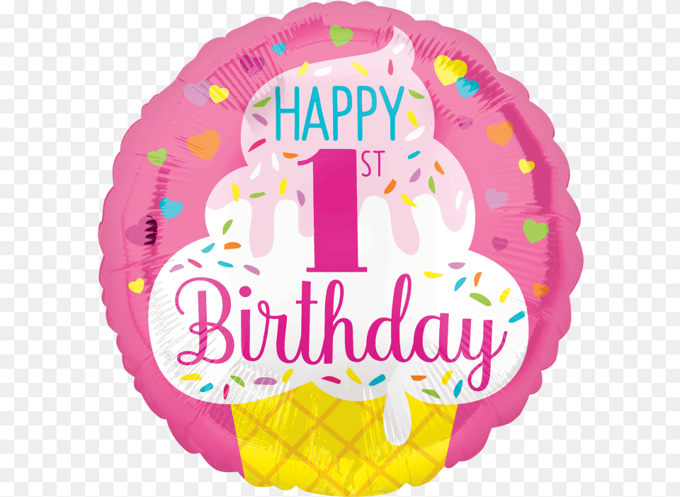 Girl First Birthday Balloon Download Fte De La Musique, Birthday Cake, Cake, Cream, Dessert Free Transparent Png