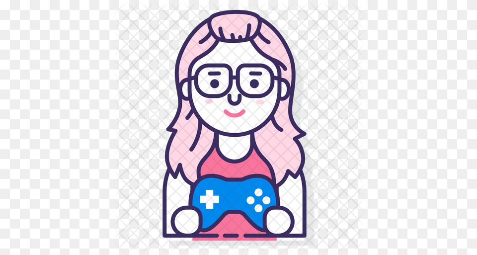 Girl Gamer Icon Gamer Girl Cartoon Icon, Sticker, Baby, Person, Face Png Image