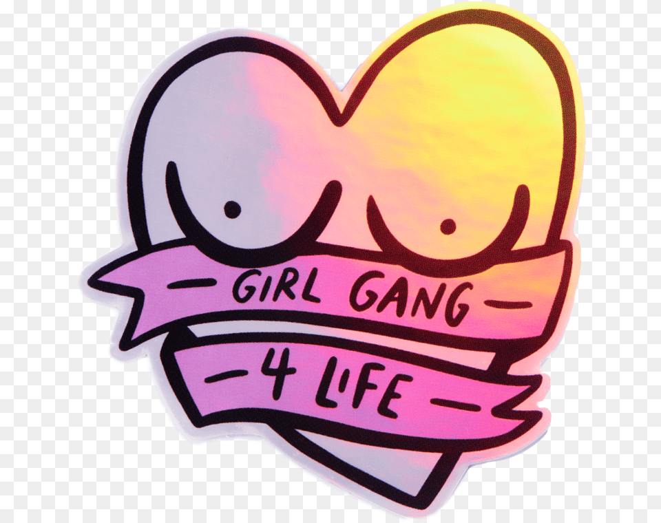 Girl Gang Holographic Sticker Emma Hands Clip Art, Logo, Face, Head, Person Free Transparent Png