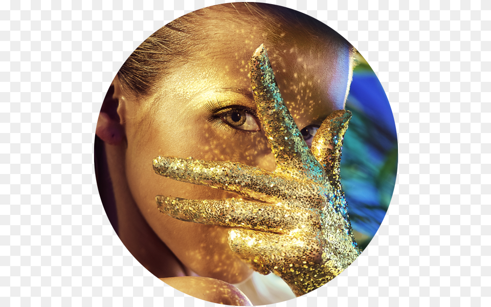 Girl Goldglitter Circle 600px Colecao Po Acrilico Tones, Body Part, Person, Hand, Finger Png Image