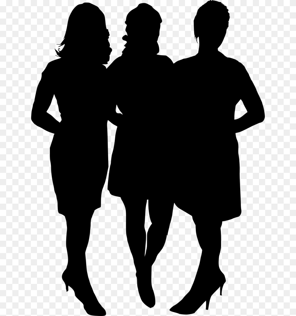Girl Group Hoto Posing Silhouette Free Group Silhouette Clip Art, Gray Png Image