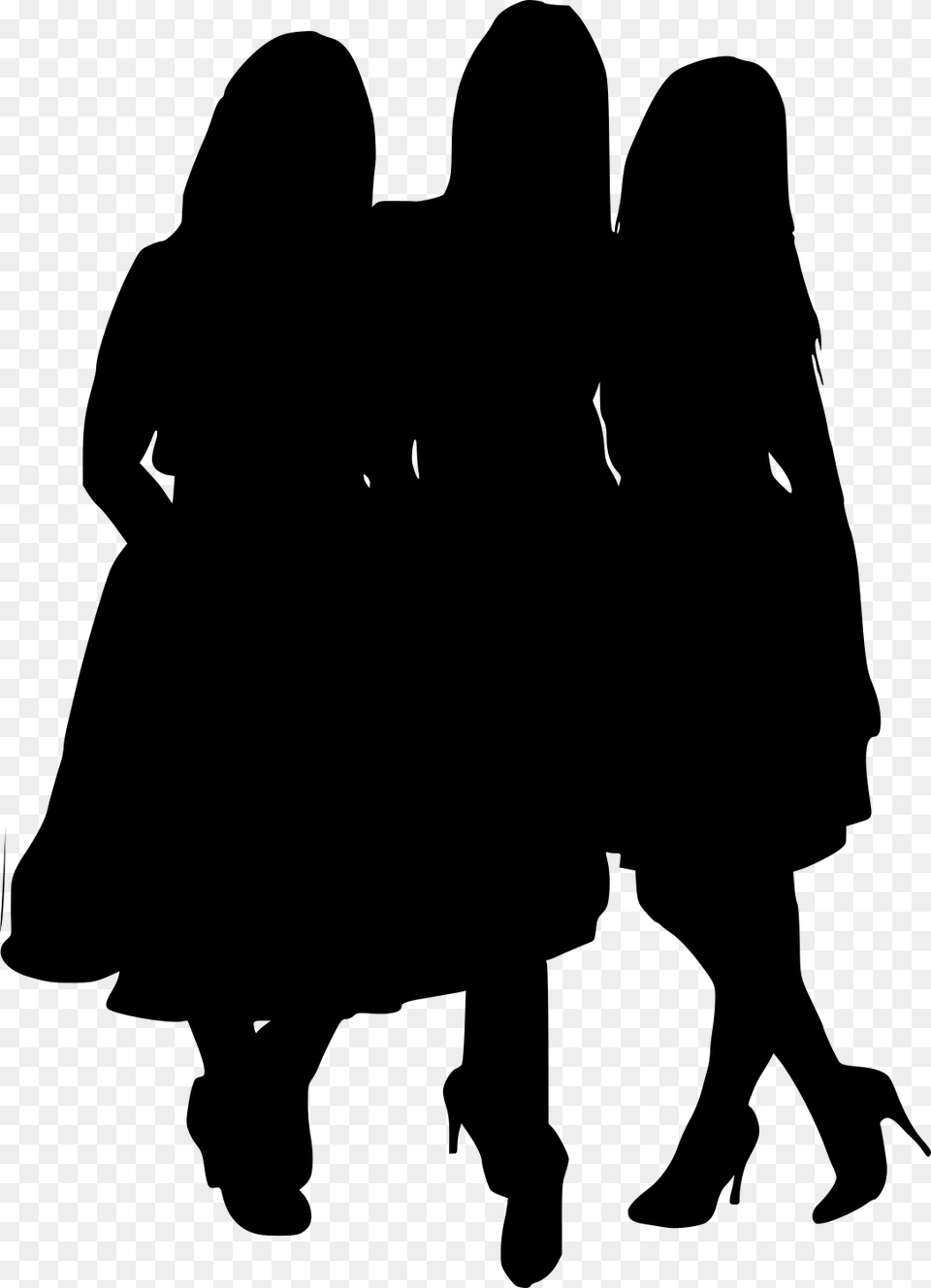 Girl Group Silhouette, Gray Free Transparent Png