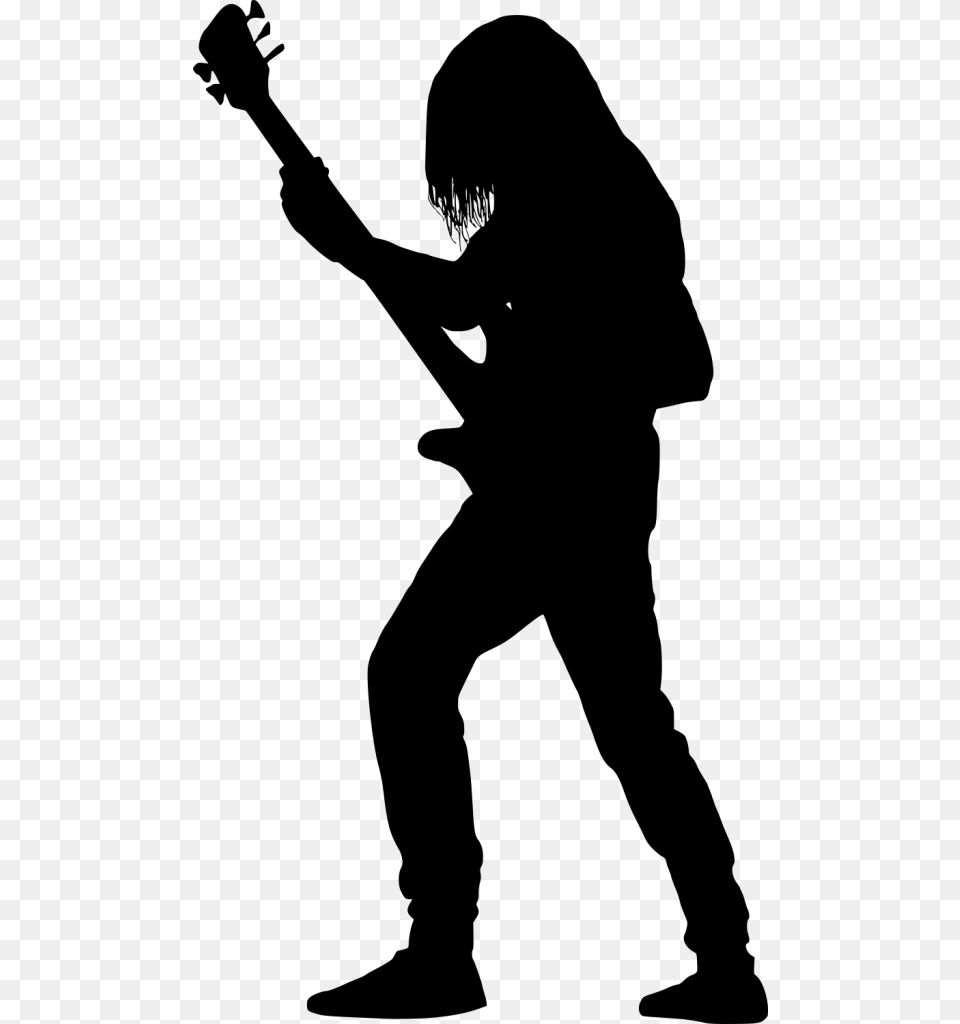 Girl Guitar Player Silhouette, Gray Free Png Download