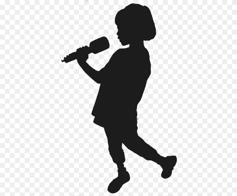 Girl Guitar Player Silhouette Kids Sing Silhouette, Baby, Person, Electrical Device, Microphone Png