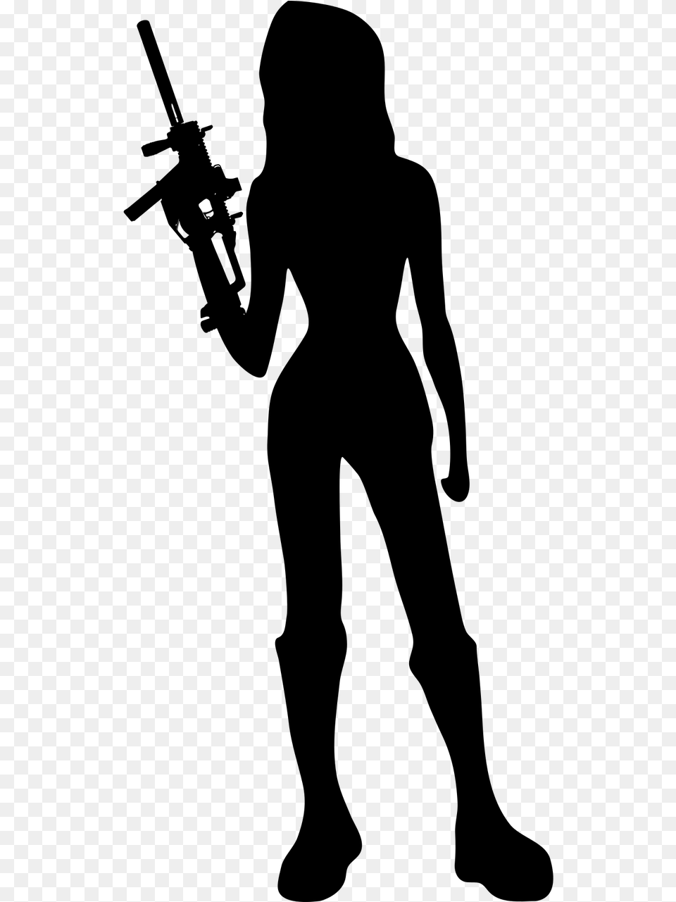 Girl Gun Silhouette No Profile Picture Female, Gray Free Png Download