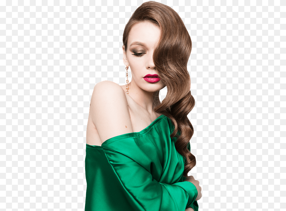 Girl Hairs Style Stylish Beautiful Hot Sexy Lipstick With Green Top, Adult, Person, Formal Wear, Female Png