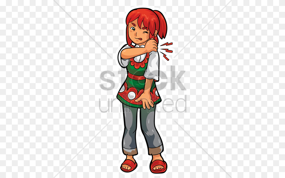 Girl Having Shoulder Pain Vector, Book, Comics, Publication, Baby Free Png Download