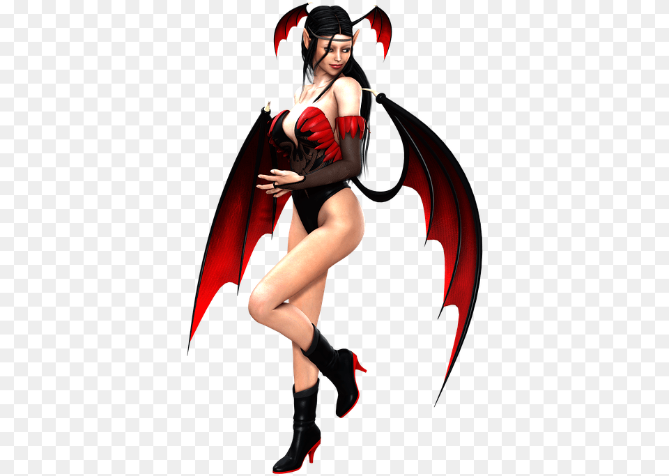 Girl Hell Sexy Wings Pose Fairy Devil 3d Devil, Clothing, Costume, Person, Adult Free Transparent Png