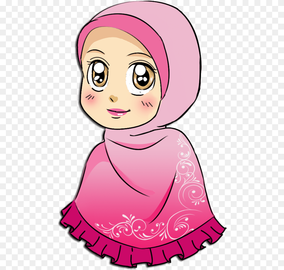Girl Hijab Cartoon Clipart Muslim Mother Clipart, Clothing, Hat, Baby, Bonnet Png