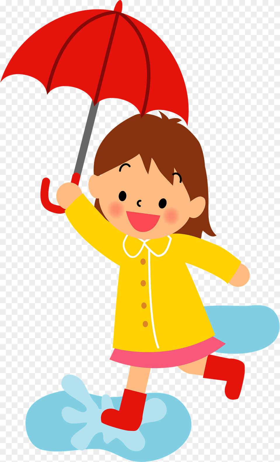 Girl Holding An Umbrella In The Rain Clipart, Clothing, Coat, Face, Head Png