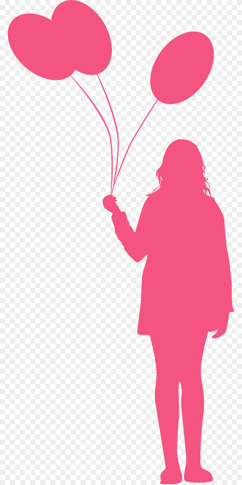 Girl Holding Balloons Silhouette, Balloon, Adult, Female, Person Free Png