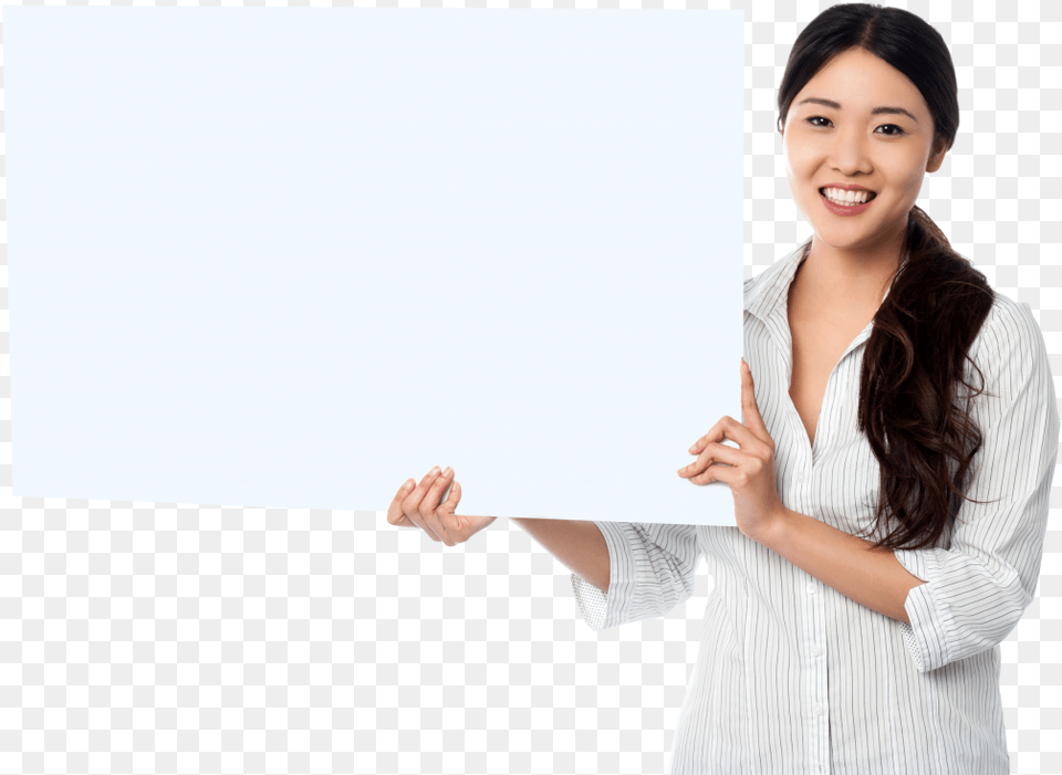 Girl Holding Banner Image Girl Holding Banner, Long Sleeve, Clothing, White Board, Sleeve Free Transparent Png