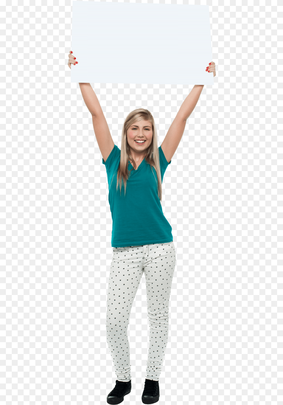 Girl Holding Banner Image Woman Holding Sign Above Head, Teen, Female, Person, Sleeve Free Png