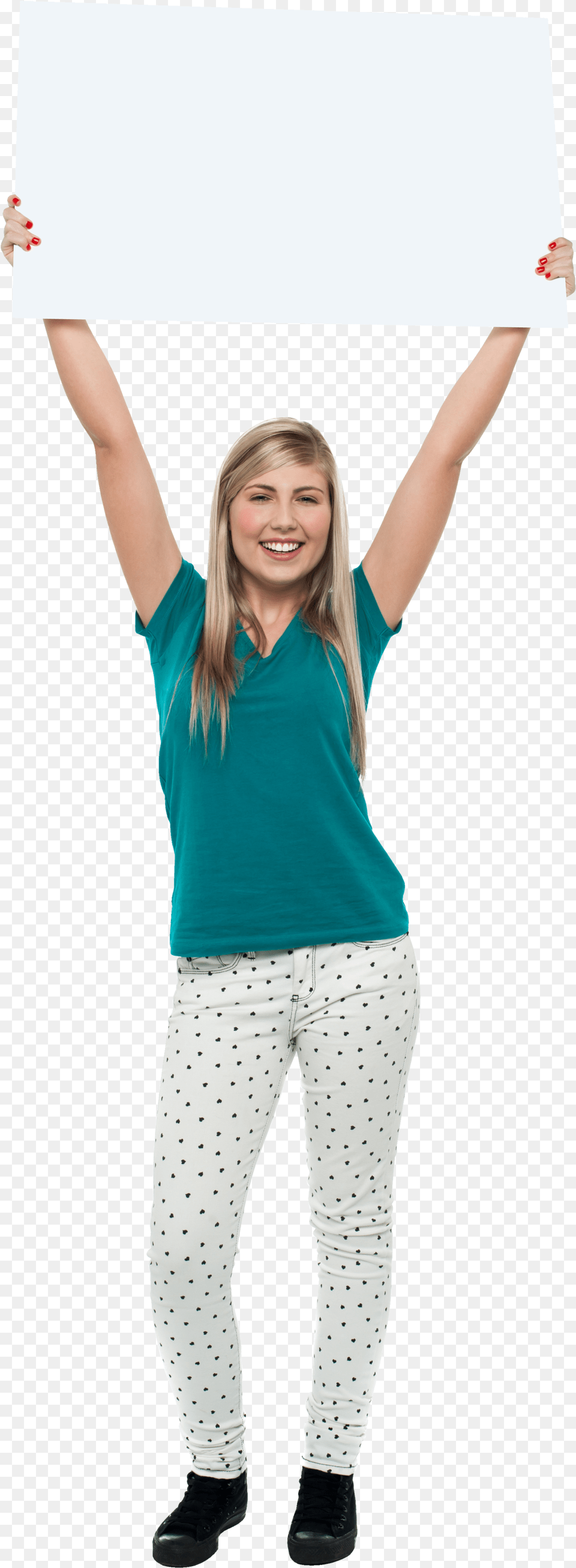 Girl Holding Banner Stock Images, Teen, Female, Person, Sleeve Png Image