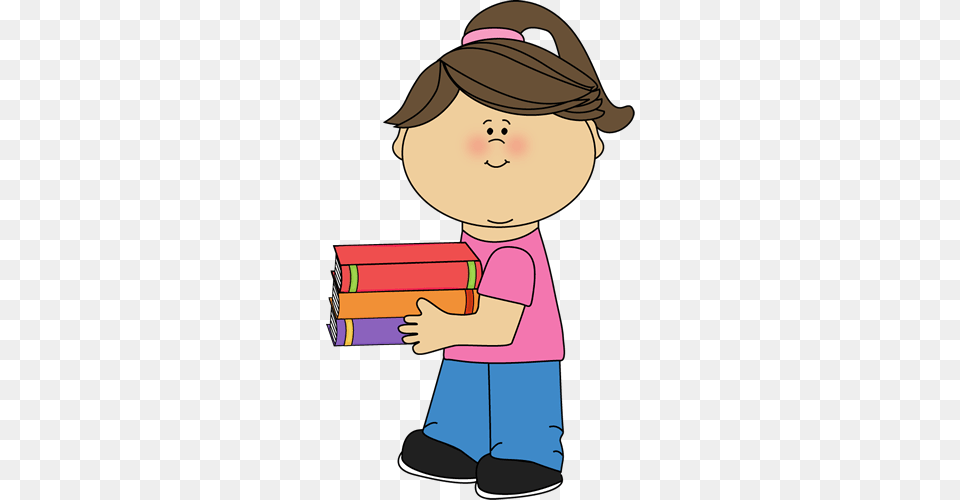 Girl Holding Books Clip Art, Baby, Person, Reading, Face Free Png Download