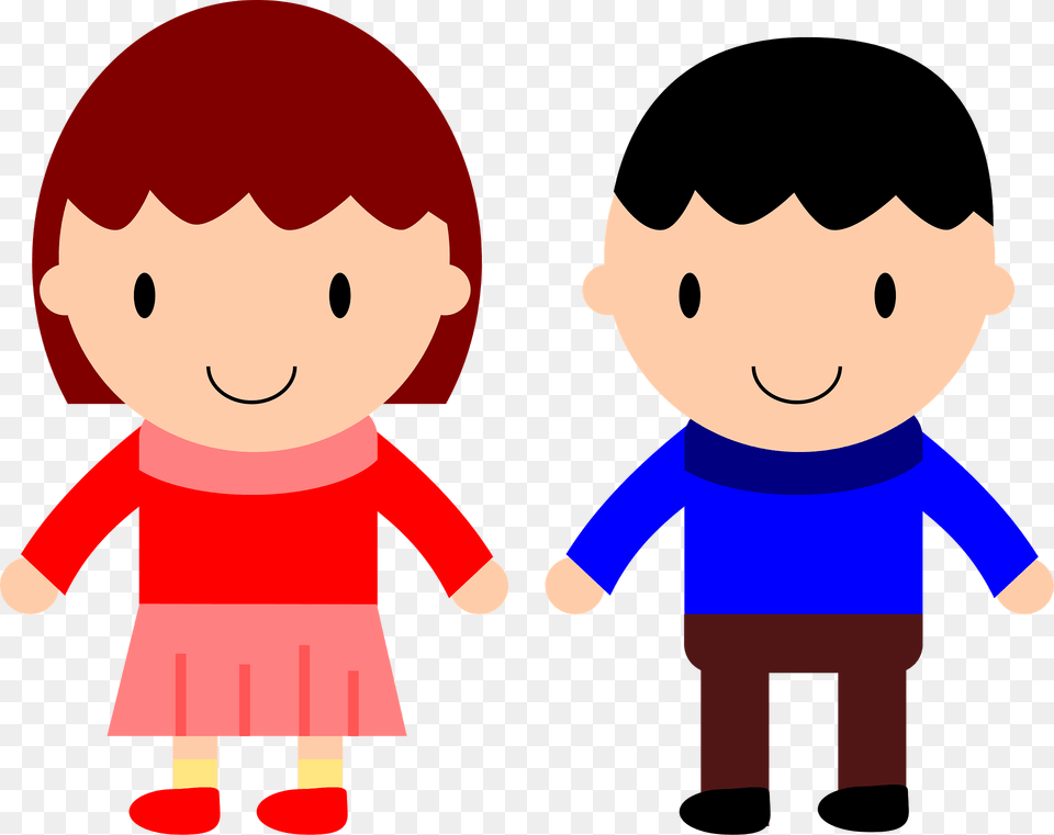 Girl In A Red Dress And Boy In Blue Shirt Holding Hands Clipart, Baby, Person, Face, Head Free Png Download