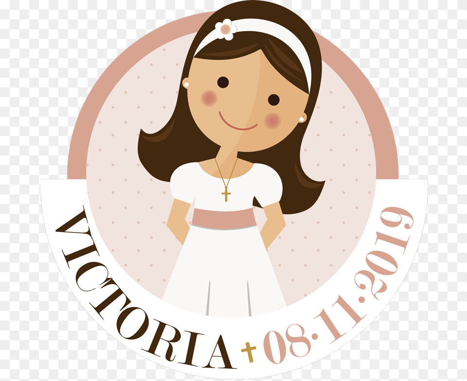 Girl In Communion Dress Cartoon, Baby, Face, Head, Person Free Png