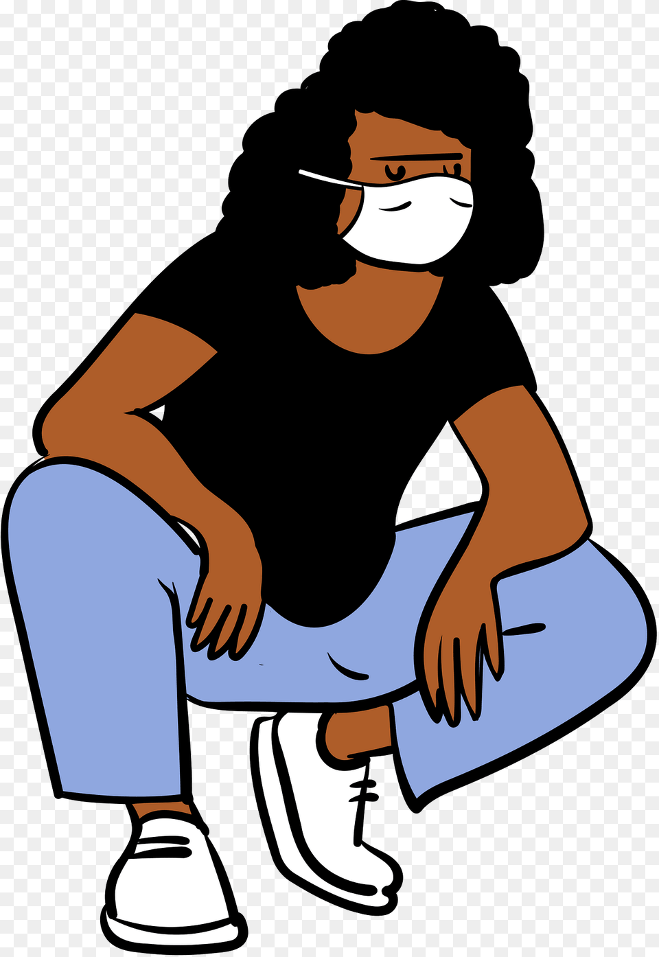 Girl In Face Mask Sitting Clipart, Person, Adult, Woman, Female Free Png Download